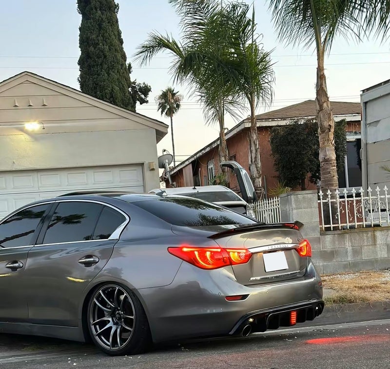 NeespoC Rear Diffuser W/LED Brake Light Compatible with Infiniti Q50 2014 2015 2016 2017,Add-on Body Kit Rear Bumper Lower Lip Splitter Exterior Accessories (Gloss Black) - Image 3